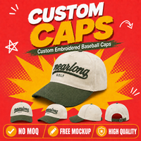 Casquette de golf personnalisée vert ivoire avec logo cursive, qualité supérieure, calotte souple, visière incurvée, vente en gros