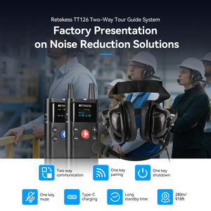 Sistema de guía turístico de fábrica bidireccional de comunicación Dual dúplex 23db auriculares de reducción de ruido para visitas a plantas de fábrica - Product Image 2