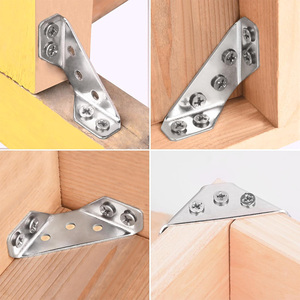 Universal Trapeziform Stainless Steel Corner Brace 90 Degree Reinforced Angle Code For Wooden Table <b>Chair</b> Bed Frame Connection - Product Image 5