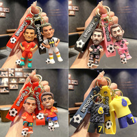 Porte-clés de football Cristiano Ronaldo Lionel Star Jersey PVC 3D Figurine en caoutchouc Accessoires pour fans Ornement suspendu