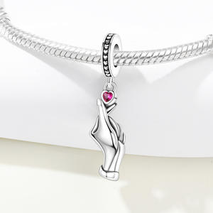 Colgante de latón con forma de corazón y gesto de mano, original, único, personalizado, accesorio de pulsera DIY a la moda, regalo para niñas - Product Image 2