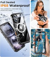 Étui étanche IP68 pour iPhone 16 Pro Max, protection intégrale pour iPhone 16 Plus, natation sous-marine, plongée, coque magnétique