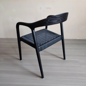 <span class=keywords><strong>Silla</strong></span> de comedor de ratán negro moderno nórdico, muebles de comedor de alta calidad, sillas de madera maciza tejidas con brazos - Product Image 5