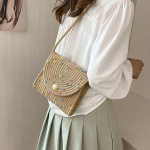 Handmade Cotton Rope Woven Bag Horizontal <b>Square</b> Cover Type Bohemian Crossbody Small Bag Everyday Outfits Portable Summer 2022 - Product Image 3