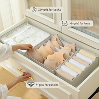 Boîte de rangement pliable pour sous-vêtements et tissus, 20 grilles, tiroir de placard et de commode avec poignée en cuir, organisateur de rangement en PP