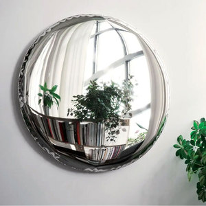 Decorazione da <span class=keywords><strong>Parete</strong></span> Moderna per Soggiorno, Scultura Rotonda in Acciaio Inossidabile con Superficie <span class=keywords><strong>a</strong></span> Specchio Argento Lucido - Product Image 3