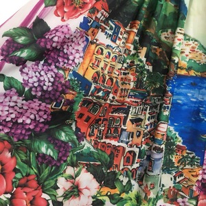Nouvelle jupe midi taille haute style sicilien, imprimé floral coloré, grande jupe évasée respirante mi-longue pour les vacances - Product Image 5