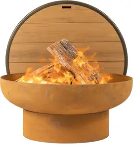 Extra Thick Feuerstelle Rustic Deep Fire Bowl Eldstaden Bonfire Table Fire Pit with Lid