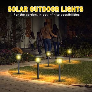 Solar Garden Lights Outdoor <b>Pathway</b> LED Lawn Stakes Water Resistant Solar Powered Landscape <b>Lighting</b> Set - Product Image 5