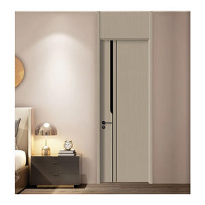 Puerta de panel plano grande al ras de nogal, precio de habitación, dormitorio, imprimación blanca, puerta Interior cepillada de madera maciza - Product Image 4