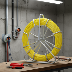 Duct Rodder Fiberglass Fish Tape 600 Ft 5/16 In Steel Reel Stand Conduit Pulling Tool Non Conductive Wire <b>Puller</b> - Product Image 2