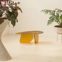 WISEMAX FURNITURE Table basse contemporaine irrégulière pour hall d'entrée, bureau, projet hôtelier, table à thé en verre brun pour hôtel, villa