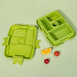 New Arrival Plastic School Lunch Box Kids Reusable Leakproof 4 Compartments Food Storage Container Bento Box