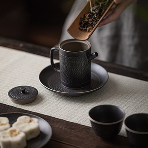 Handmade Ceramic Teapot Black Silver Plated Cylinder With Lid Small Single Kung Fu <b>Tea</b> <b>Set</b> For Home Use Afternoon <b>Tea</b> - Product Image 3