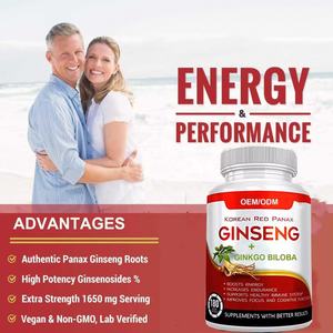 OEM Veggie Superfood Kruidensupplementen Koreaanse <span class=keywords><strong>Panax</strong></span> <span class=keywords><strong>Ginseng</strong></span> en Ginkgo Biloba <span class=keywords><strong>Capsules</strong></span> Energiebooster Voedingssupplement - Product Image 2