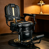 Fauteuil de barbier rétro hydraulique inclinable avec coutures diamantées de qualité supérieure
