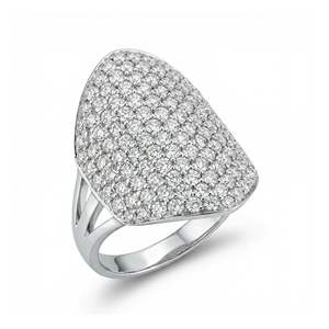 Bague de fiançailles et de mode personnalisée en or massif 10K/14K/18K, argentée, avec pierre de laboratoire CVD de qualité IGI VVS-VS, taille brillant classique, style cluster - Product Image 1