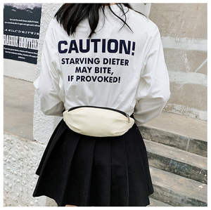 Riñonera de lona minimalista Harajuku de Color caramelo para mujeres jóvenes al aire libre, bandolera de un solo hombro, riñonera bonita para niñas - Product Image 3