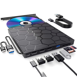 Unidad de DVD Externa Multifuncional 7 en 1, Unidad Óptica USB Tipo C con Expansión USB y Lector de Tarjetas SD/TF - Product Image 1