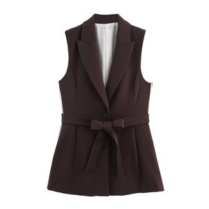 TAOP&ZA Nouvelle Collection Automne 2025 : <span class=keywords><strong>Gilet</strong></span> <span class=keywords><strong>Long</strong></span> Sans Manches à Col et Rayures Latérales Colorées 8741326 8742326 - Product Image 1