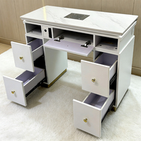 Bureau de manucure moderne de luxe blanc en MDF de haute qualité avec plateau en métal pour hôtels, salons de beauté, chambres et salons – Table à ongles