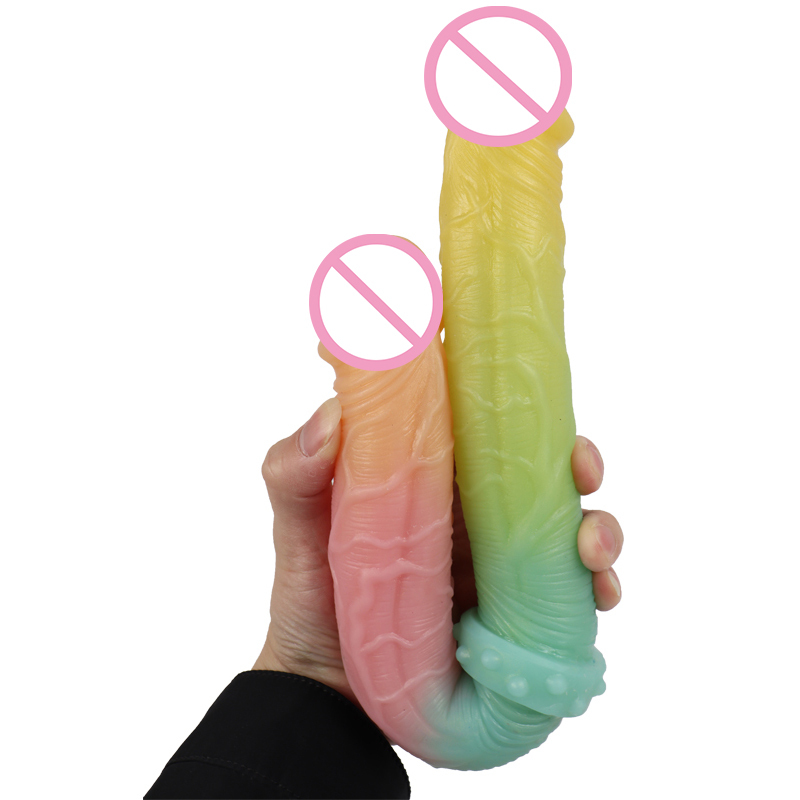 LUUK Phoenix couleur énorme taille Silicone gode réaliste prépuce réel pénis jouets sexuels Double extrémité en caoutchouc coq