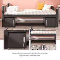 Vente en gros d'usine d'un lit simple en métal pour dortoir, employé du personnel, lit en fer, lit simple en acier avec armoire de rangement et étagère à chaussures