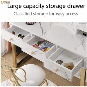 Almacenamiento clasificado blanco de esquina de madera precios de muebles de tocador de maquillaje de escritorio con espejo cajón taburete para dormitorio - Product Image 3