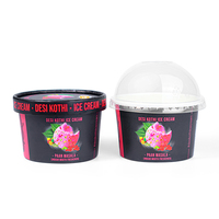 Pot en papier pour crème glacée biodégradable et écologique avec couvercle, gobelets en papier pour desserts, pots en papier pour crème glacée, yaourt et salade