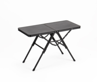 Table à cartes pliante carrée à cadre métallique avec dessus en aluminium Pieds réglables pliables en deux pour adultes, intérieur et extérieur