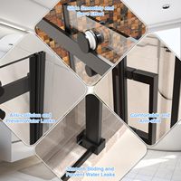 Système de porte de douche coulissante en verre sans cadre ALD Factory Direct, kit de porte coulissante simple avec réglage facile et fonction de fermeture douce