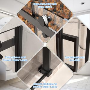 ALD Factory Direct Frameless Glass <strong>Shower</strong> Glass Sliding Door Kits System Single <strong>Slide</strong> Easy Adjust Roller &amp; Soft Close Feature - Product Image 4
