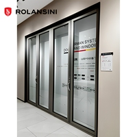 Porte patio pliante en aluminium robuste à rupture de pont thermique, avec panneaux en verre trempé double, design européen de haute qualité Rolansini
