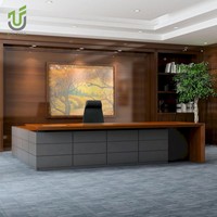 Bureau de direction moderne de luxe IULTRA avec bibliothèque et étagère, 3 tiroirs, poste de travail, espace de travail à domicile