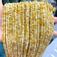 Perles de pierres semi-précieuses jaunes de 2 mm, 3 mm, 4 mm, petites perles rondes facettées en pierre naturelle pour la fabrication de bijoux, citrine, œil de tigre, pierre du soleil