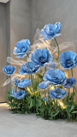 Set Kertas Krepe Biru Raksasa Y-89Premium Corn Poppy dengan Lampu & Organza untuk Dekorasi Pernikahan, Jendela, Mal, Acara, dan Instalasi Seni