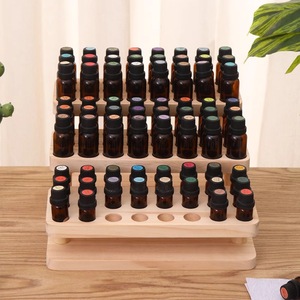 Estante Expositor de Tres Niveles con 72 Orificios para Aceites Esenciales, Organizador de Mesa de Madera Maciza para Almacenamiento - Product Image 3