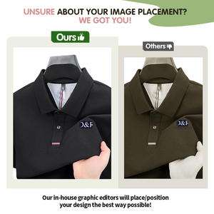 เสื้อโปโลผู้ชายแบบใหม่สำหรับฤดูร้อน สีพื้น ปักลาย ผ้าฝ้าย 100% สวมใส่สบาย สีเข้ม ไม่เป็นขุย - Product Image 2