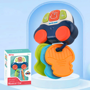 Coche de dibujos animados para bebé, <span class=keywords><strong>mordedor</strong></span> sensorial, juego de actividades con música masticable, llave de coche para bebé, juguete lavable para niño pequeño - Product Image 4