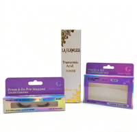 Boîte d'emballage personnalisée pour faux cils et lentilles de contact colorées, avec lamination brillante, auto-érectible, recyclable et doublée d'éponge, quatre couleurs