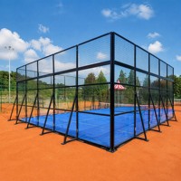 Terrain de padel mobile et portable |   Terrain de padel extérieur 20x10m, kit préfabriqué en acier et verre, gazon artificiel 12mm, garantie 5 ans