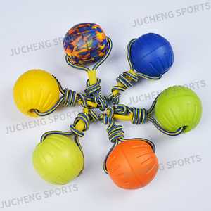 Mainan Kunyah Hewan Peliharaan Bola Anjing 7cm dengan Tali Bulat, Tahan Lama, EVA Alami, Mainan Latihan Agility, Warna dan Logo Dapat Disesuaikan untuk Hewan Peliharaan - Product Image 3