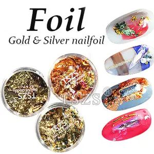Nail Art Glitter TSZS Popular Gold Silver Irregular 3D Glitter DIY Manicure Nail Foil Paper Aluminum Sticker Nail Art Decoration
