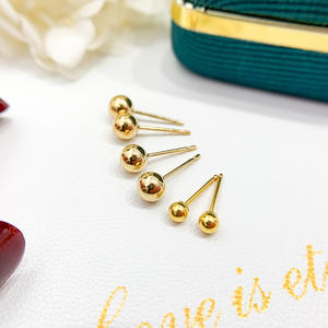 Lot de 14K d'accessoires en perles DIY, boules en or lisse moulé, clous pour homme et femme, supports vides pour boucles d'oreilles, artisanat de mode - Product Image 1