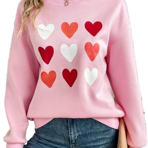 Sweat-shirts européens en gros pour femmes, épais, surdimensionnés, tricotés pour l'hiver, respirants, écologiques, motif aquarelle - Product Image 1