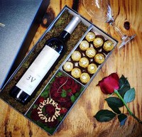 Boîte à vin en carton, boîte à fleurs préservées, emballage cadeau, boîte à fleurs rectangulaire