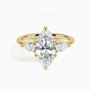S925 argent pur incrusté 1 carat Moissanite en forme d'olive en forme d'oreiller plaqué or bague de <span class=keywords><strong>mariage</strong></span> pour cadeau de fête de fiançailles - Product Image 2
