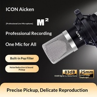 Microphone à condensateur sans fil Aiken M2 en métal XLR pour ordinateur de bureau, enregistrement cardioïde directionnel 48V, réduction du bruit, direct