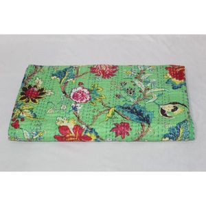Cubrecama y Colcha Estilo Bohemio Kantha, Hechos a Mano, de Algodón Estampado, Lavables, Suaves, Ecológicos, Decoración para el Hogar, Regalo de Inauguración - Product Image 1