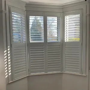 Custom Horizontal Bi-fold White Primed Waterproof Shutter Aluminum Wooden PVC Plantation Shutter